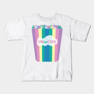 UNIpopCORN Colorful Rainbow unicorn popcorn Kids T-Shirt